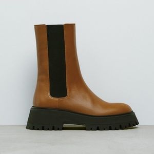 Lug Sole Leather Ankle Boot
